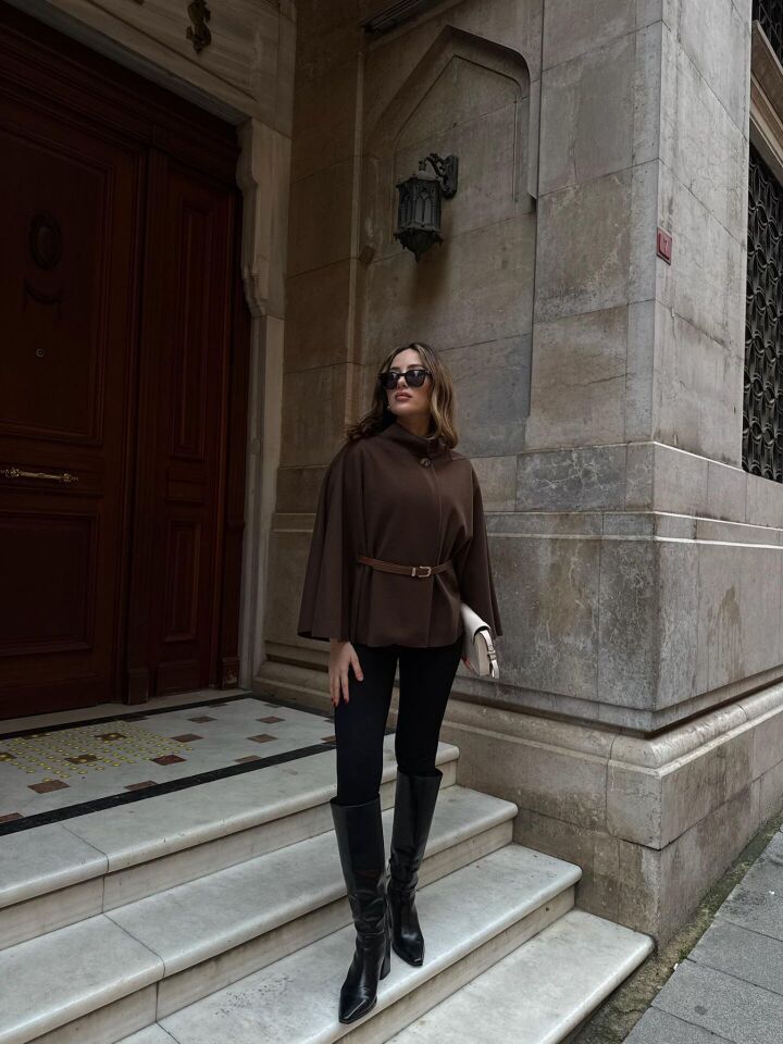 Kemerli Kahve Kaşe Panço