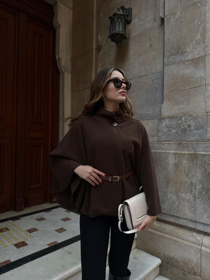 Kemerli Kahve Kaşe Panço