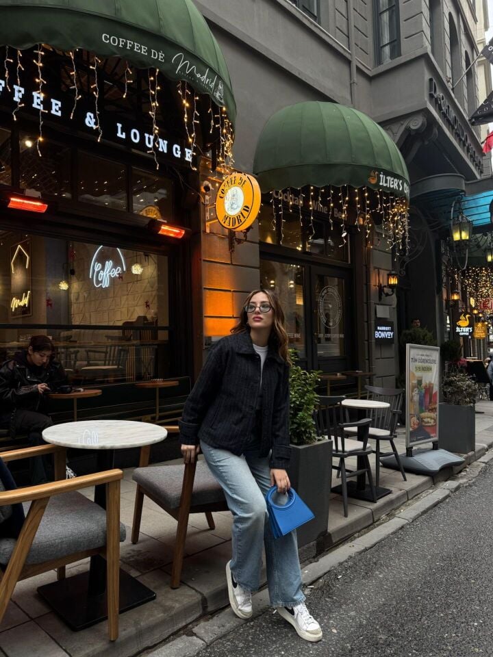 Çizgili Kaşe Ceket