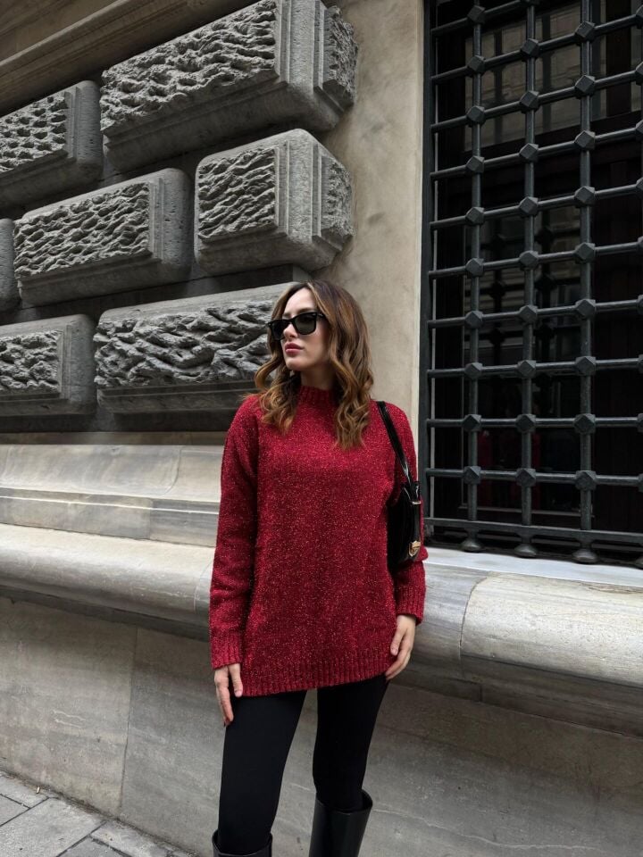 Kırmızı Simli Kazak