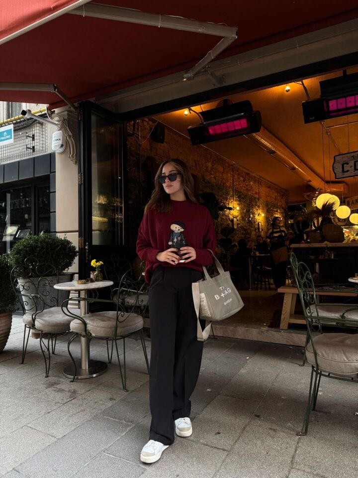 Bordo Teddy Detay Kazak