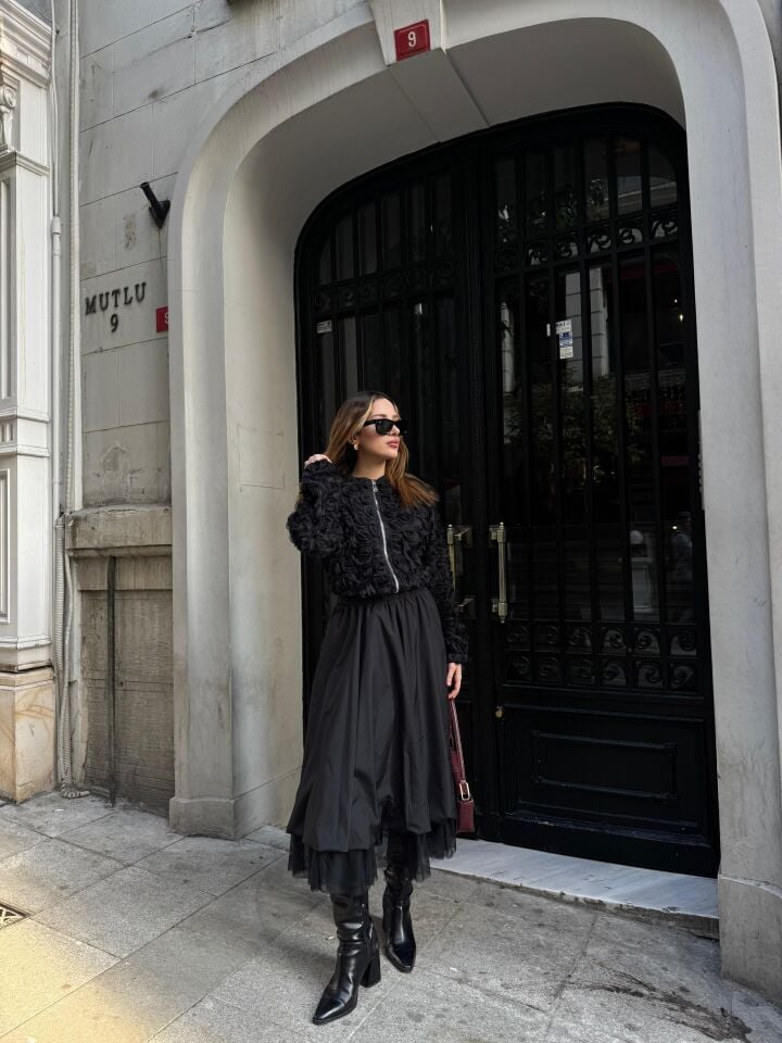 Tül Detay Paraşüt Balon Etek