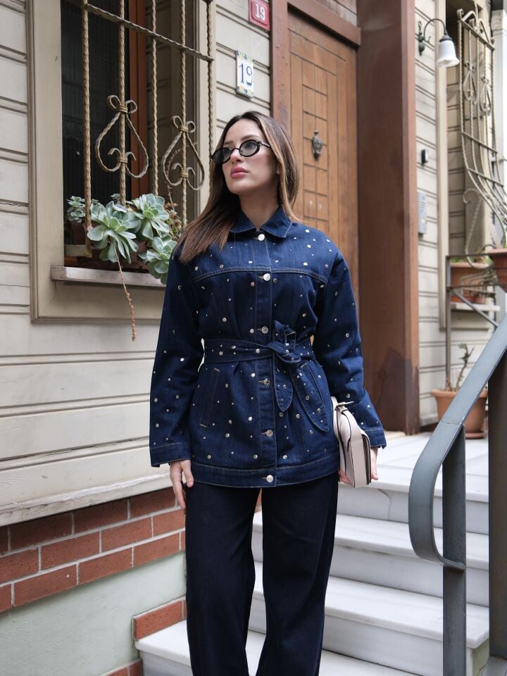 Metal Detaylı Denim Ceket