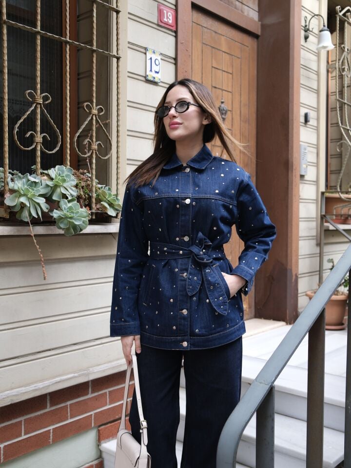 Metal Detaylı Denim Ceket