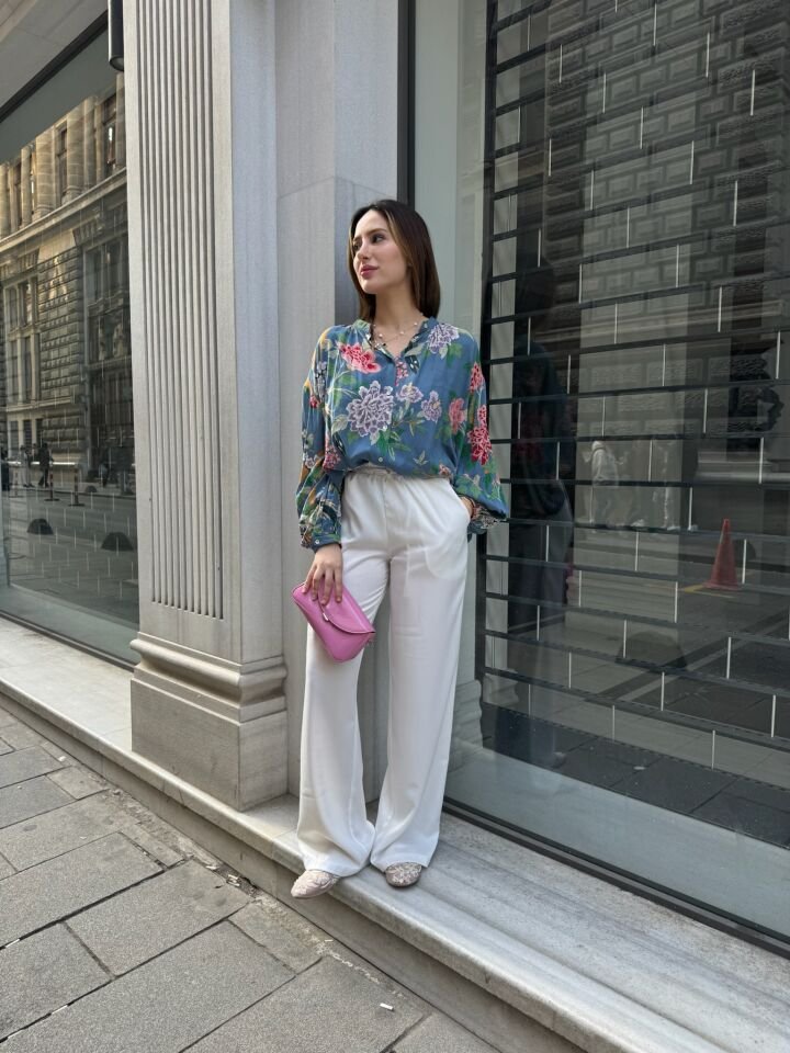 Beyaz Saten Pantolon