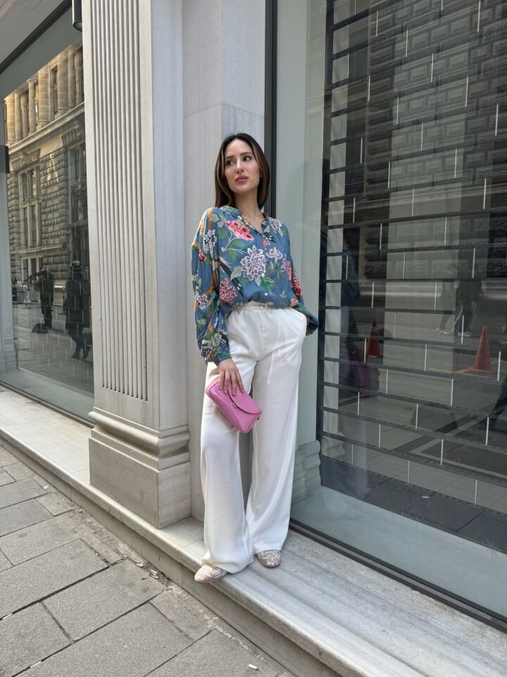 Beyaz Saten Pantolon