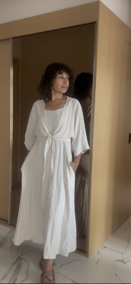 Bağlama Detay Bolerolu Elbise