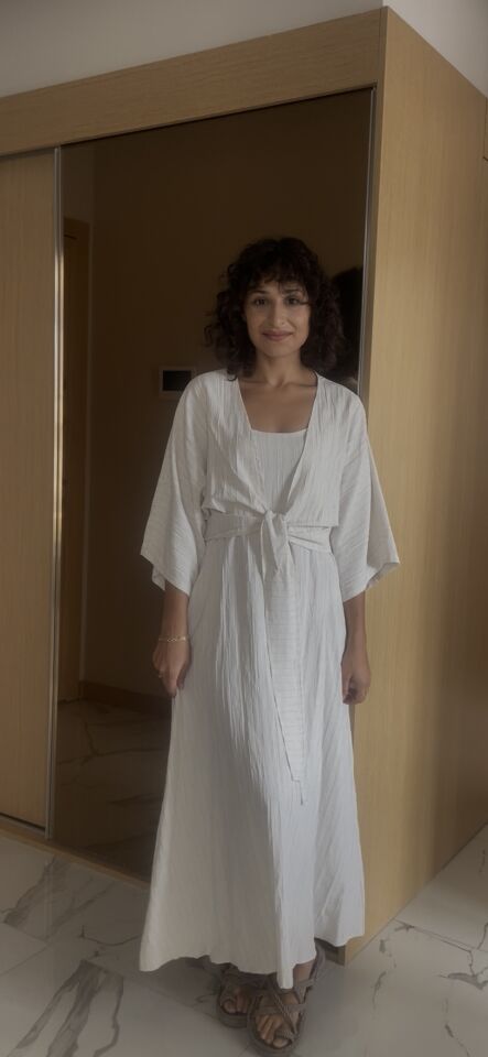 Bağlama Detay Bolerolu Elbise