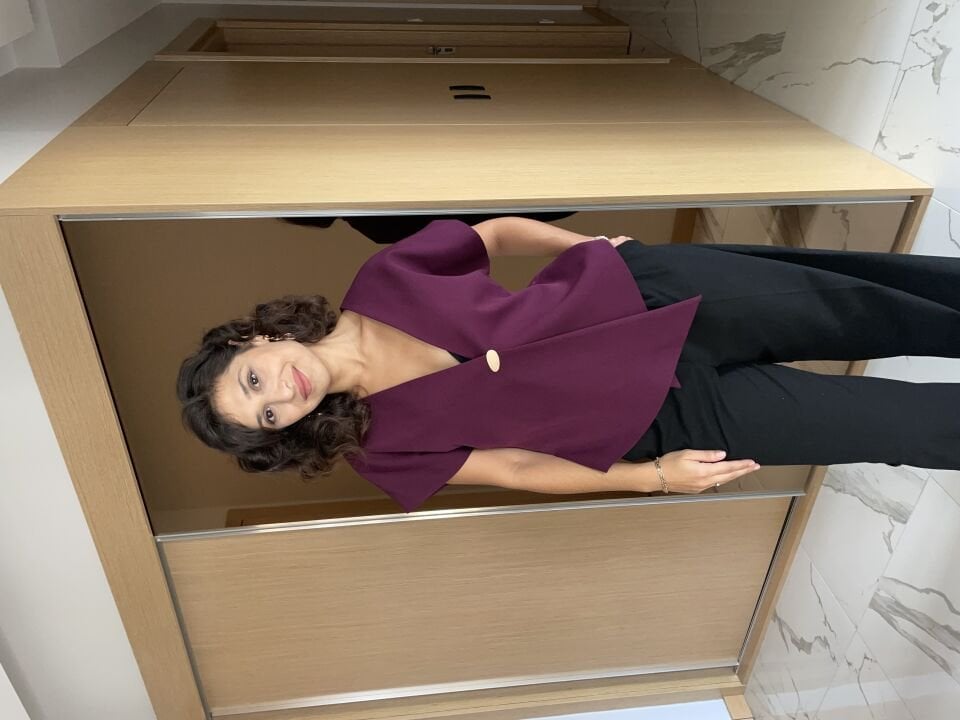 Gold Düğme Detay Mor Bluz